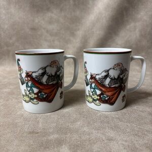 Variations by Fitz and Floyd Santa Claus Christmas Mugs
1979 Vintage Set of 2